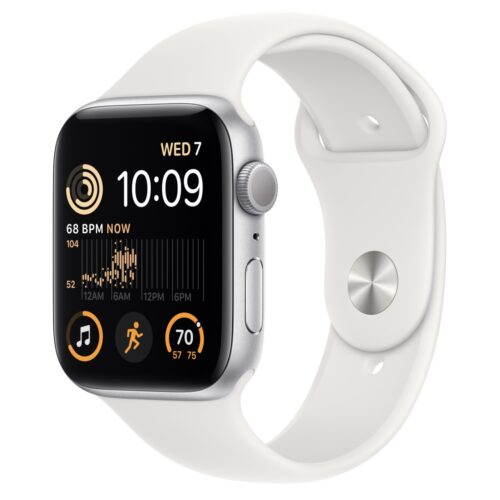 SE 2 Apple Watch SE 2 44 мм (алюминиевый корпус, серебристый/белый, спортивный силиконовый ремешок)