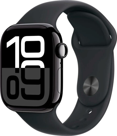 Series 10 Apple Watch Series 10 42 мм (алюминиевый корпус, черный/черный, спортивный силиконовый ремешок)