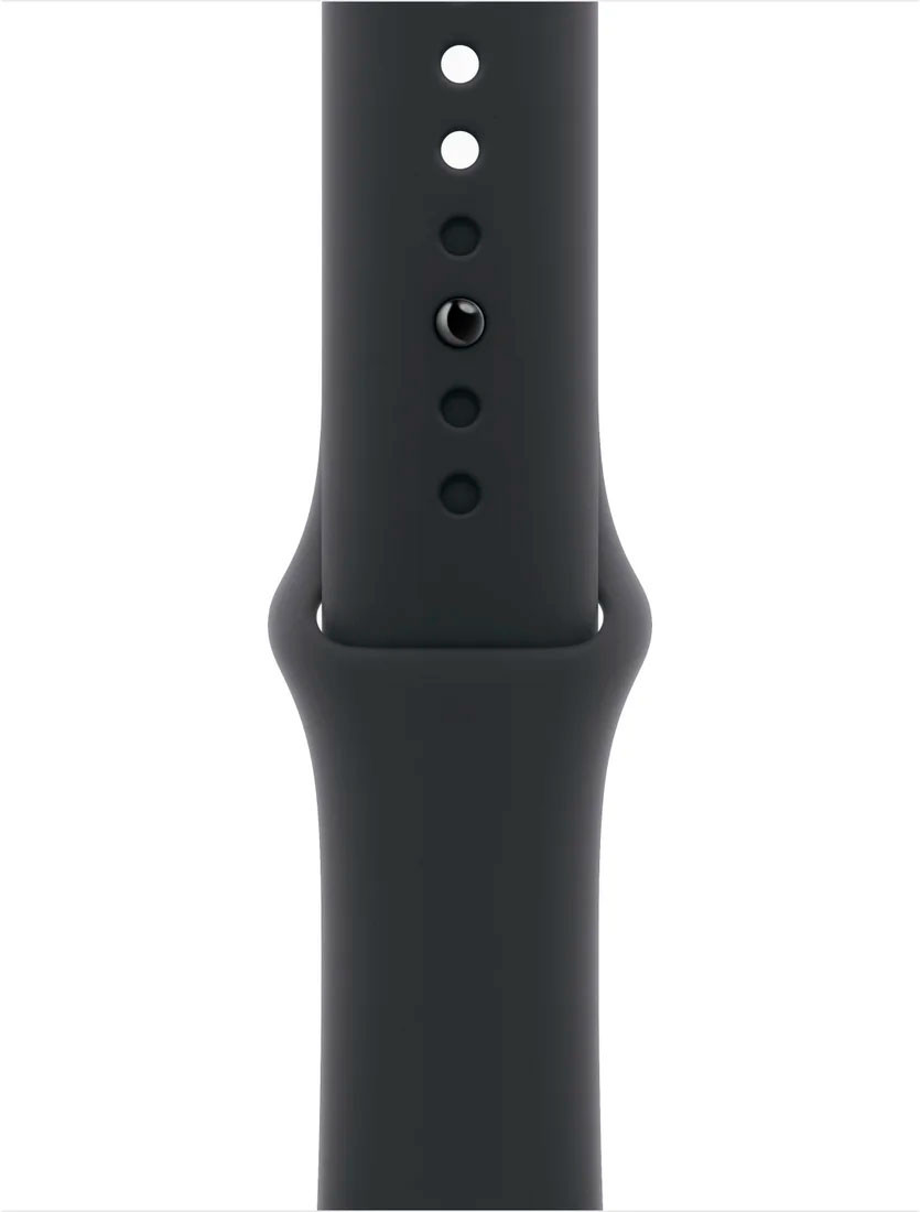 Apple Watch Series 10 42 мм (алюминиевый корпус, черный/черный, спортивный силиконовый ремешок) — изображение 3