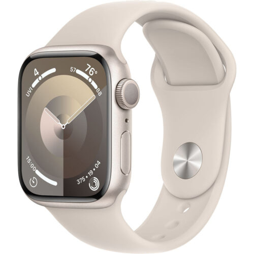Series 9 Apple Watch Series 9 41 мм (алюминиевый корпус, звездный свет/звездный свет, спортивный силиконовый ремешок S/M)