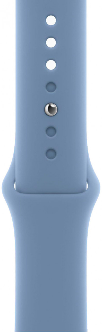 Apple Watch Series 9 45 мм (алюминиевый корпус, серебристый/зимний синий, спортивный силиконовый ремешок M/L) — изображение 3