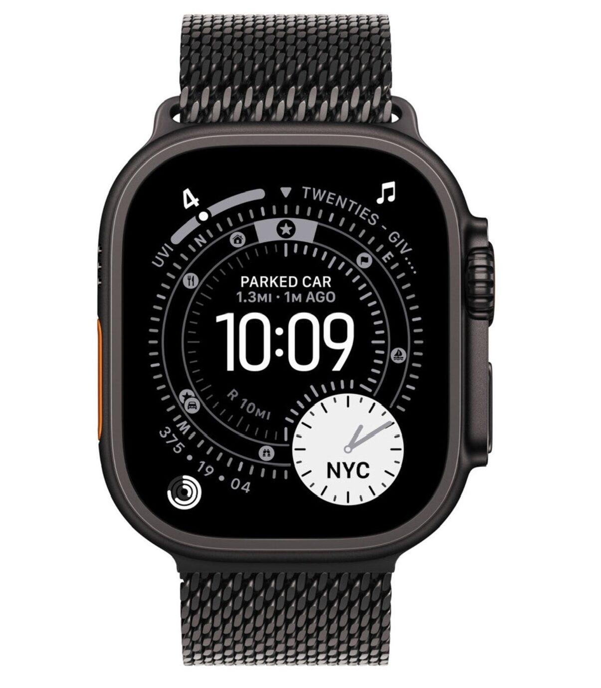 Умные часы Apple Watch Ultra 3 49 мм (титановый корпус, черный, миланская петля) размер M