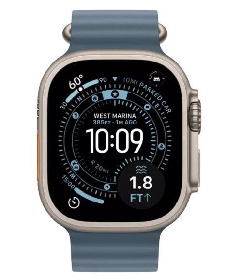 Apple Watch Ultra 3 49 мм (титановый корпус, природный/синий, ремешок из эластомера)