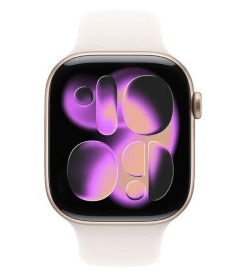 Apple Watch Series 11 42 мм (алюминиевый корпус, розовое золото/«светлые румяна», спортивный силиконовый M/L) MEU44