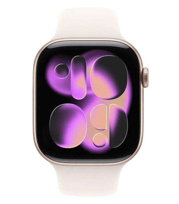 Apple Watch Series 11 42 мм (алюминиевый корпус, розовое золото/«светлые румяна», спортивный силиконовый M/L) MEU44
