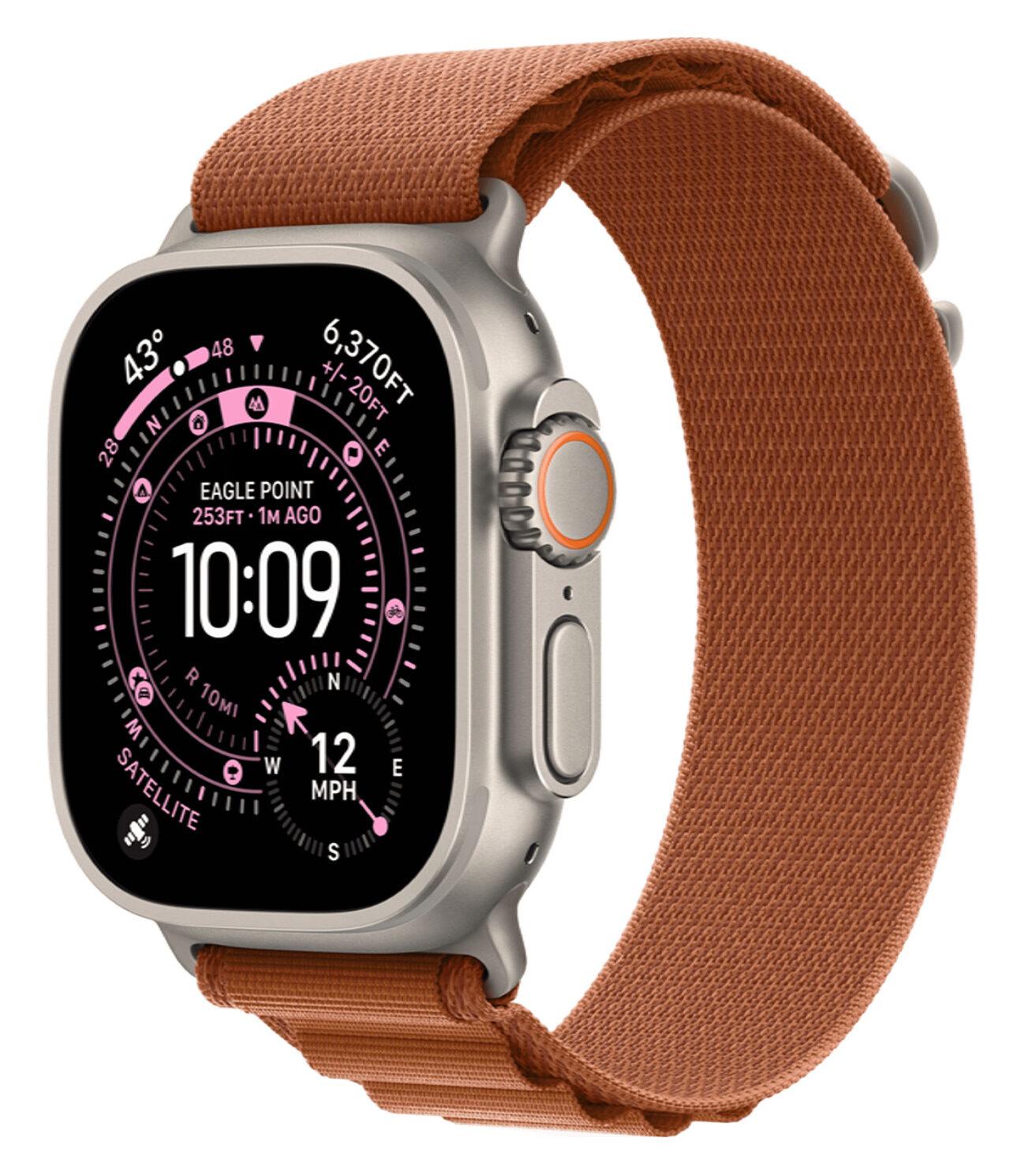 Умные часы Apple Watch Ultra 3 49 мм (титановый корпус, природный/терракота, текстильный ремешок) размер L — изображение 3