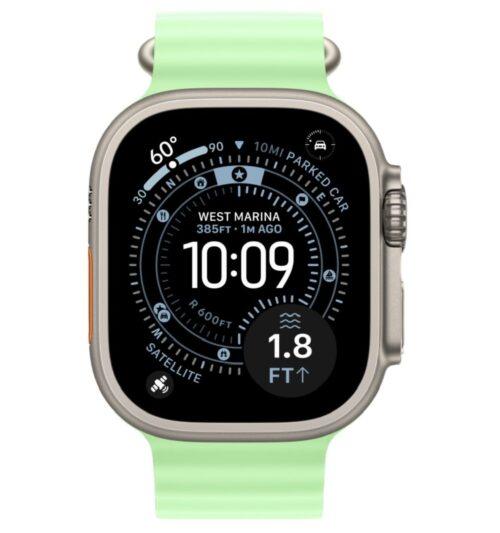 Умные часы Apple Watch Ultra 3 49 мм (титановый корпус, природный/салатовый, ремешок из эластомера)