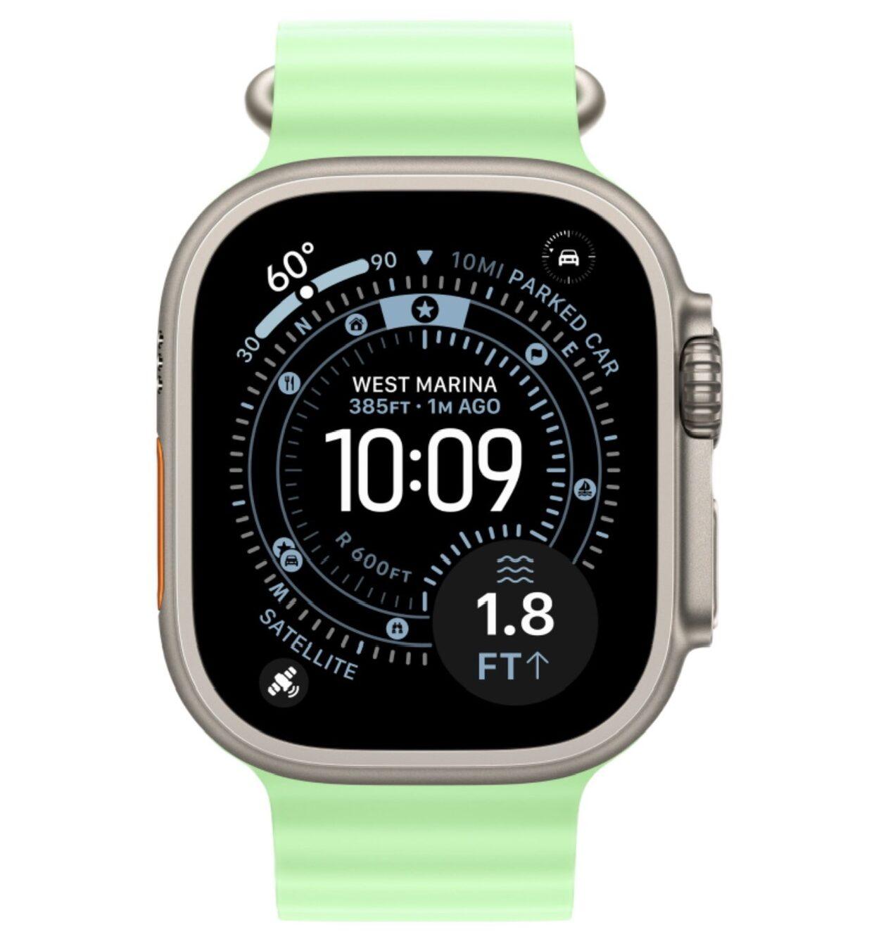 Умные часы Apple Watch Ultra 3 49 мм (титановый корпус, природный/салатовый, ремешок из эластомера)