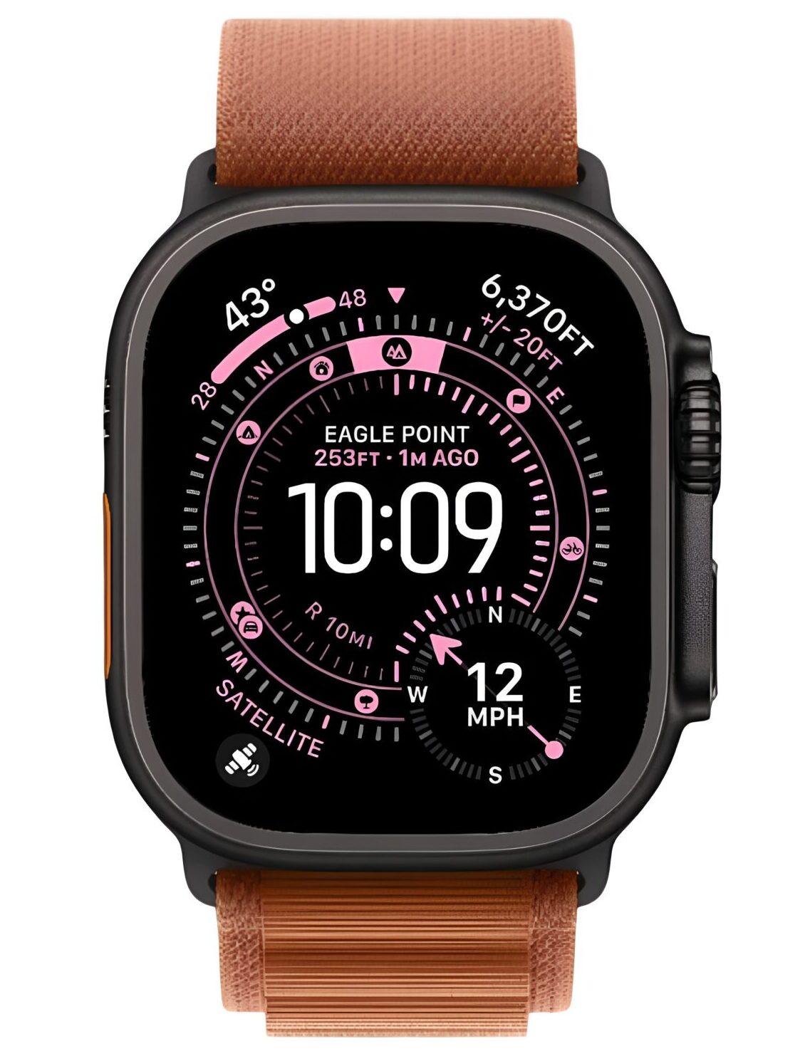 Умные часы Apple Watch Ultra 3 49 мм (титановый корпус, черный/терракота, текстильный ремешок) размер M