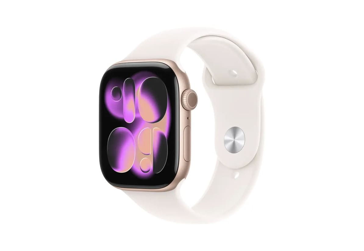 Apple Watch Series 11 46 мм (алюминиевый корпус, розовое золото/«светлые румяна», спортивный силиконовый S/M) MEV64 — изображение 2