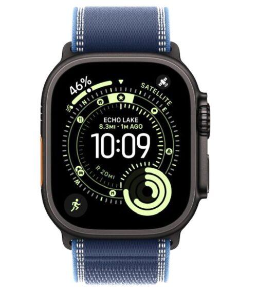 Apple Watch Ultra 3 49 мм (титановый корпус, черный/синий, текстильный ремешок) размер S