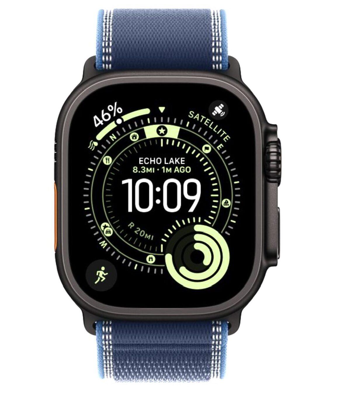 Умные часы Apple Watch Ultra 3 49 мм (титановый корпус, черный/синий нейлоновый ремешок) размер S/M