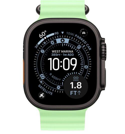 Apple Watch Ultra 3 49 мм (титановый корпус, черный/салатовый, ремешок из эластомера)