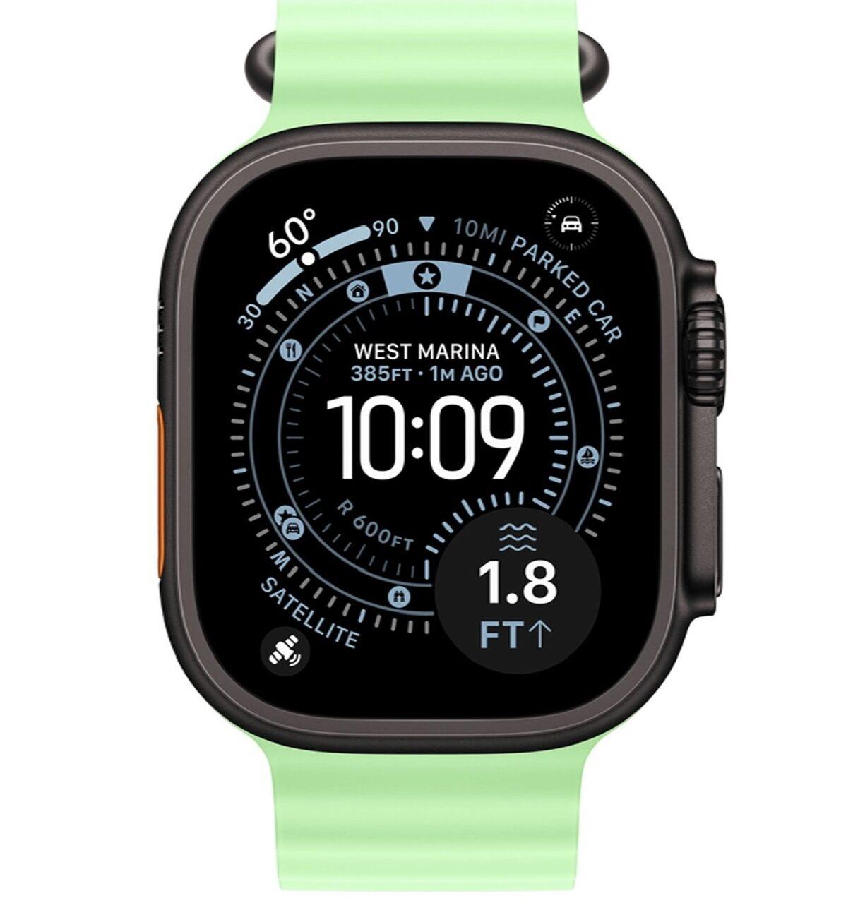 Умные часы Apple Watch Ultra 3 49 мм (титановый корпус, черный/салатовый, ремешок из эластомера)