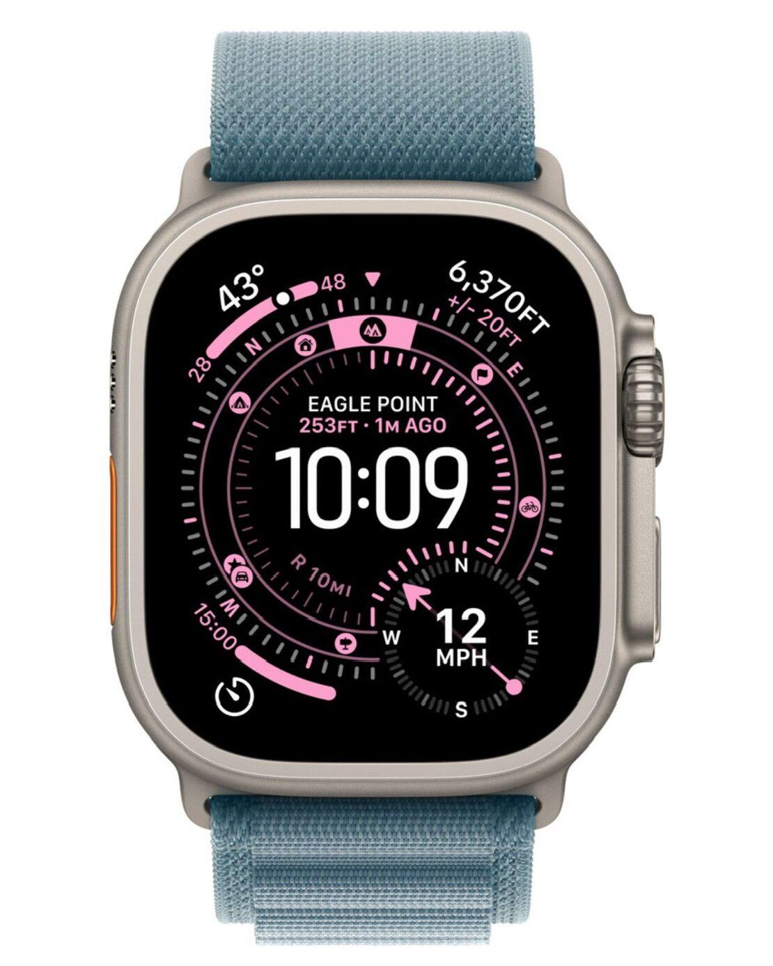 Умные часы Apple Watch Ultra 3 49 мм (титановый корпус, природный/голубой, текстильный ремешок) размер L