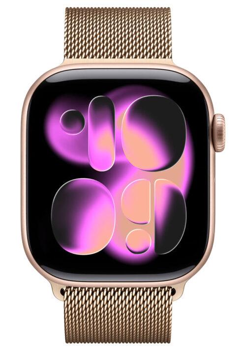 Series 11 Умные часы Apple Watch Series 11 46 мм (корпус из алюминия цвета «розовое золото»/миланский браслет золотого цвета) MGJ44
