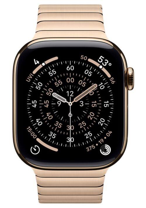 Apple Watch Series 11 42 мм (корпус из титана золотого цвета/ браслет Link из нержавеющей стали золотого цвета) MXMC3