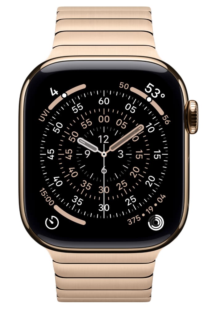 Apple Watch Series 11 42 мм (корпус из титана золотого цвета/ браслет Link из нержавеющей стали золотого цвета) без LTE MXMC3