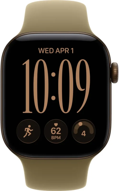 Умные часы Apple Watch Series 12 42 мм (алюминиевый корпус, темная бронза/оливковый, спортивный силиконовый ремешок S/M) MJEF4