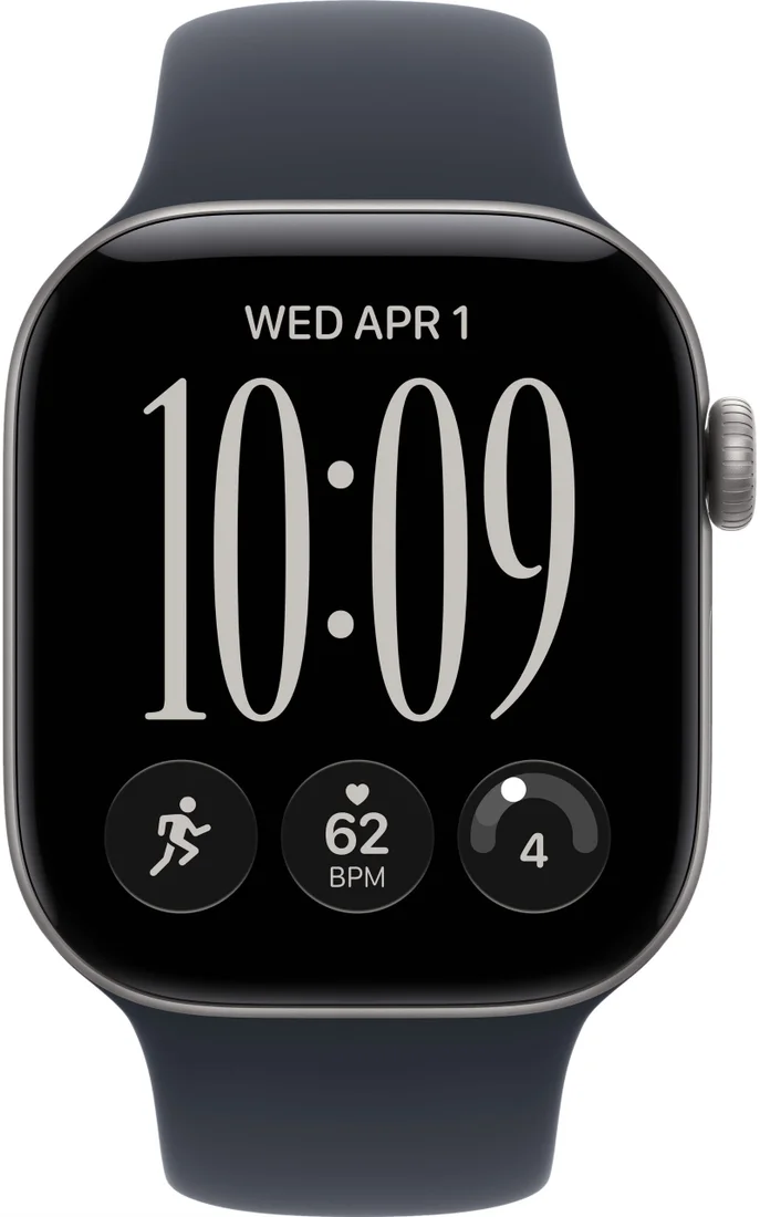 Умные часы Apple Watch Series 12 46 мм (алюминиевый корпус, серый космос/темно-синий, спортивный силиконовый ремешок S/M) MJEH4
